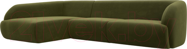 Изображение товара Диван угловой Лига Диванов Лига-041 левый / 122182L (микровельвет зеленый)