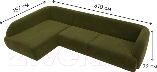 Изображение товара Диван угловой Лига Диванов Лига-041 левый / 122182L (микровельвет зеленый)