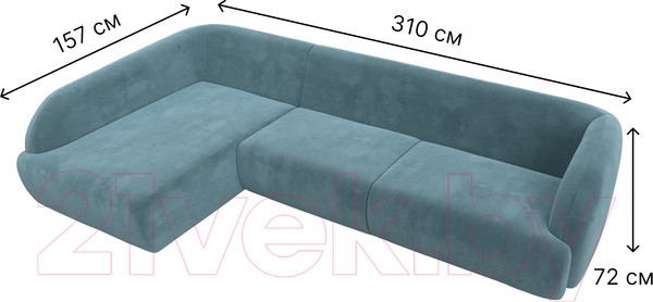 Изображение товара Диван угловой Лига Диванов Лига-041 левый / 122187L (велюр бирюзовый)