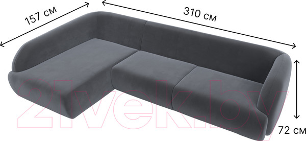 Изображение товара Диван угловой Лига Диванов Лига-041 левый / 122190L (велюр серый)