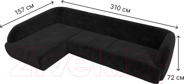 Изображение товара Диван угловой Лига Диванов Лига-041 левый / 122191L (велюр черный)