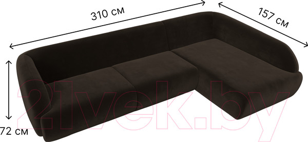 Изображение товара Диван угловой Лига Диванов Лига-041 правый / 122181 (микровельвет коричневый)