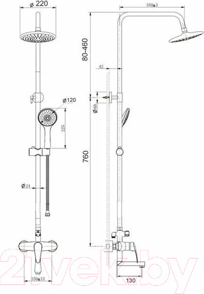 Изображение товара Душевая система со смесителем Gota Rocio Algar 690272-GOTA