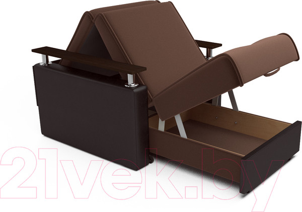 Изображение товара Кресло-кровать Mebel-Ars Шарк (рогожка шоколад/экокожа коричневый)