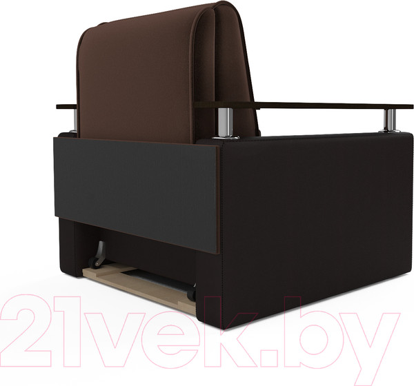 Изображение товара Кресло-кровать Mebel-Ars Шарк (рогожка шоколад/экокожа коричневый)