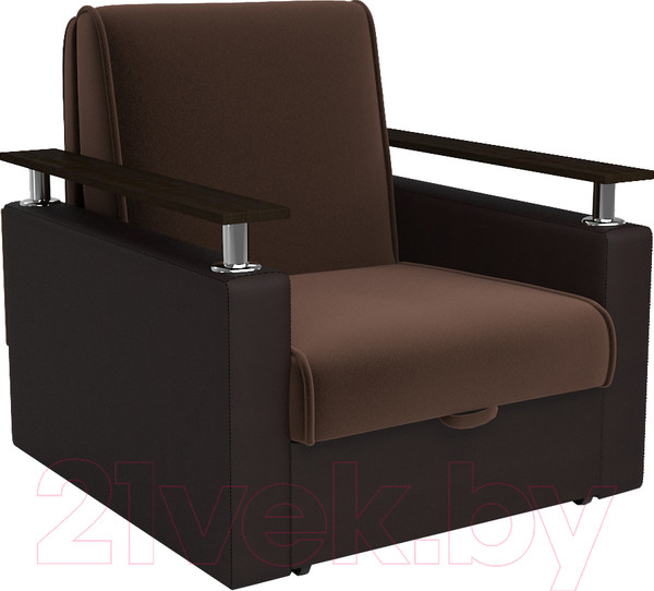 Изображение товара Кресло-кровать Mebel-Ars Шарк (рогожка шоколад/экокожа коричневый)