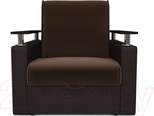 Изображение товара Кресло-кровать Mebel-Ars Шарк (рогожка шоколад/экокожа коричневый)