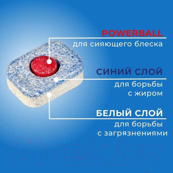 Изображение товара Таблетки для посудомоечных машин Finish Powerball Power AIO Clean & Shine (100шт)