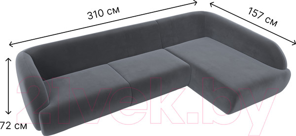 Изображение товара Диван угловой Лига Диванов Лига-041 правый / 122190 (велюр серый)