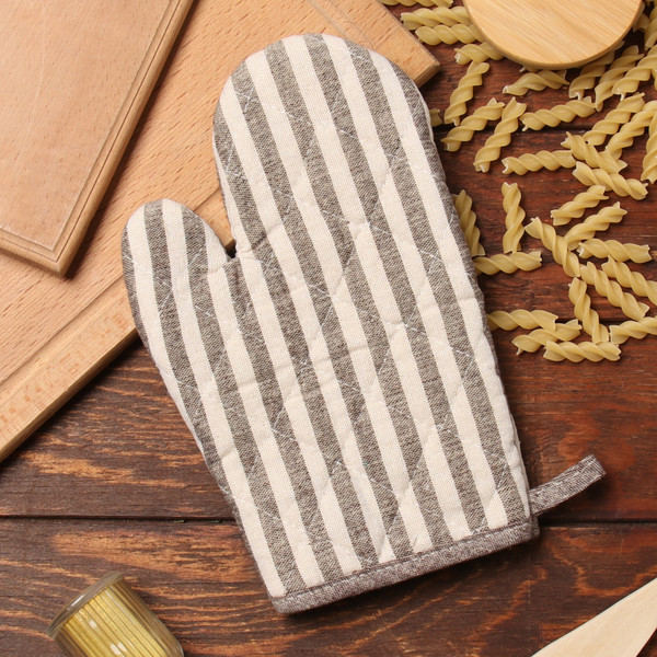 Изображение товара Рукавица-прихватка Доляна Полоса / 10103131 (коричневый)