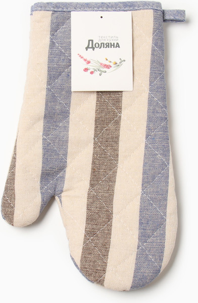 Изображение товара Рукавица-прихватка Доляна Полоса / 10103124 (серый/синий)