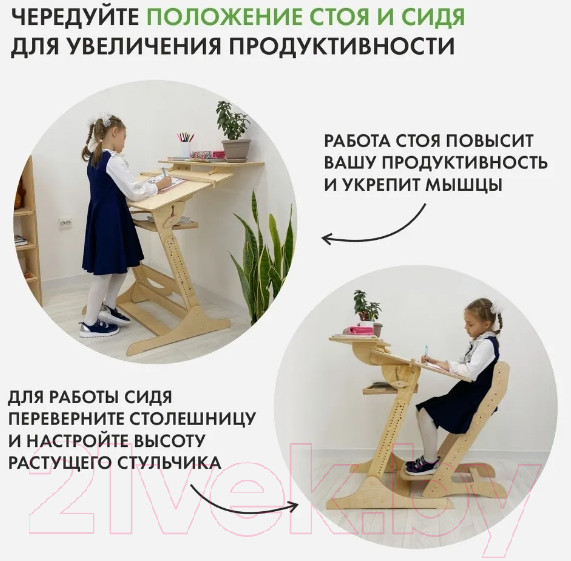Изображение товара Парта+стул Движение-жизнь Хронос (без покрытия)