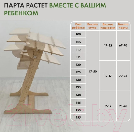 Изображение товара Парта+стул Движение-жизнь Хронос (масло)