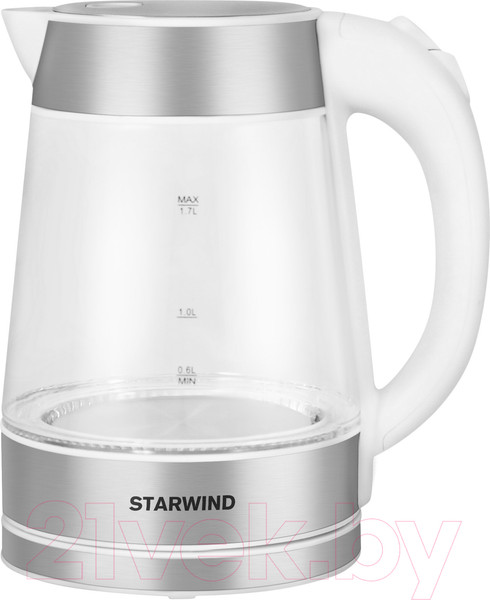 Изображение товара Электрочайник StarWind SKG2011 (белый/серебристый)