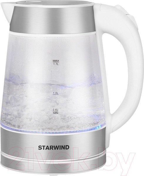 Изображение товара Электрочайник StarWind SKG2011 (белый/серебристый)
