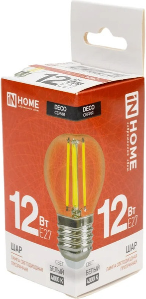 Изображение товара Лампа INhome LED-Шар-Deco 12Вт 230В Е27 4000К 1350Лм / 4690612053691