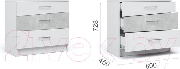 Изображение товара Комплект мебели для спальни Империал Антария 3 (белый/ателье)