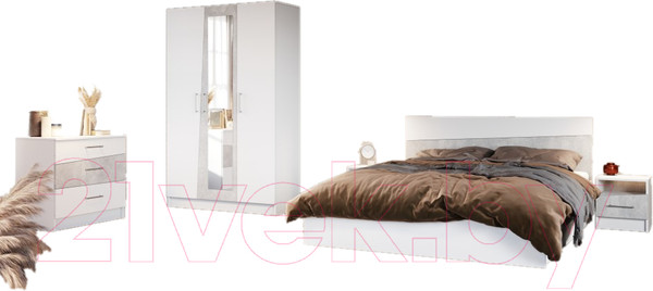 Изображение товара Комплект мебели для спальни Империал Антария 3 (белый/ателье)