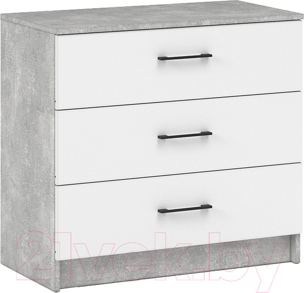 Изображение товара Комод Империал Чикаго 3 ящика (ателье светлый/белый)