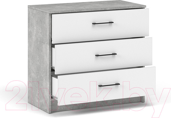 Изображение товара Комод Империал Чикаго 3 ящика (ателье светлый/белый)