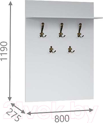 Изображение товара Вешалка для одежды Империал Лацио 80 (белое дерево/бронза)