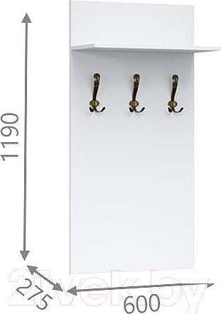 Изображение товара Вешалка для одежды Империал Лацио 60 (белое дерево/бронза)