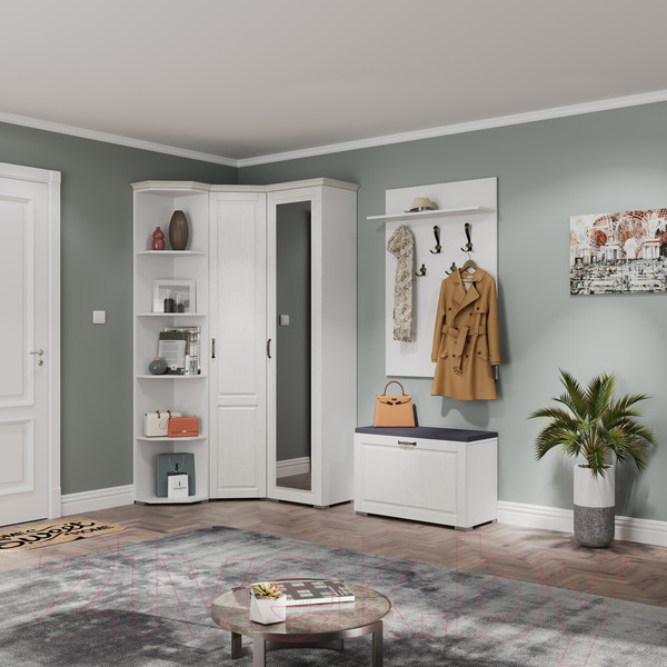 Изображение товара Тумба в прихожую Империал Лацио 80 (белое дерево/бронза)