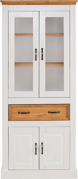 Изображение товара Шкаф с витриной Dipriz Landhouse Д.30004.1 (сосна, белый/бейц отто)