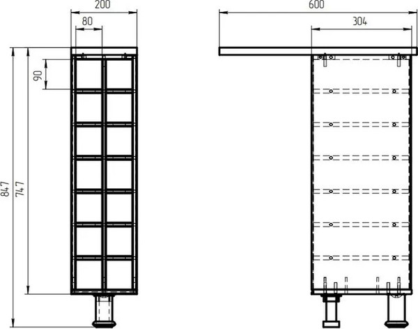 Изображение товара Шкаф-стол кухонный Dipriz Д.70084.1 (дуб/черные ножки)