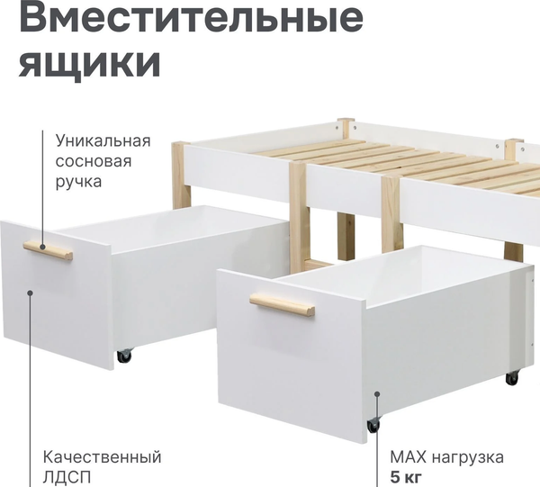 Изображение товара Комплект ящиков под кровать Dipriz Ами Д.7554-01.1 (2шт, белый)