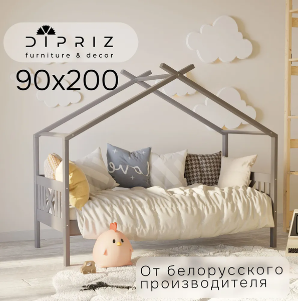 Изображение товара Кровать-тахта детская Dipriz Juletta 90x200 / Д.80039.2 (серый)