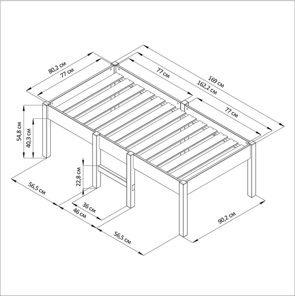 Изображение товара Кровать-тахта детская Dipriz Ами 80x160 / Д.7554.1 (сосна, белый/прозрачный лак)