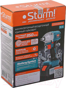 Изображение товара Аккумуляторный гайковерт Sturm! CD20350BL