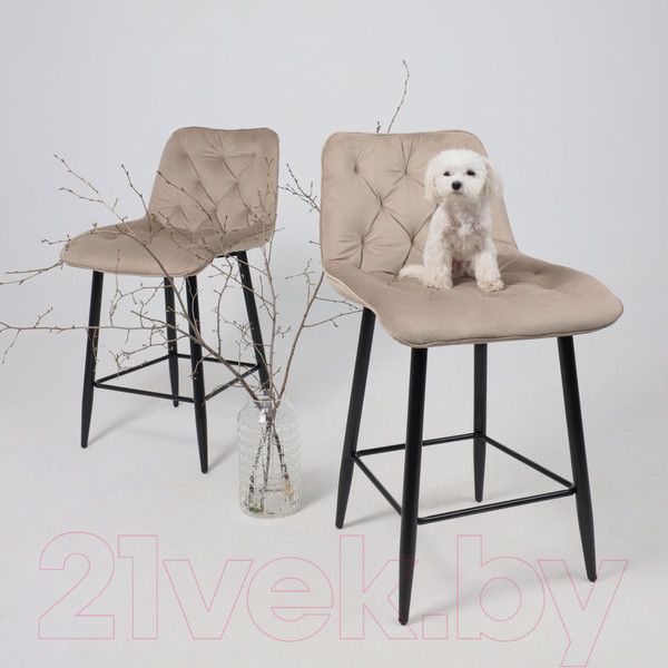 Изображение товара Стул барный AksHome Vito (бежевый велюр HLR-08/черный)