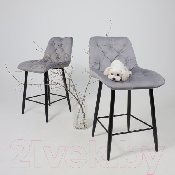 Изображение товара Стул барный AksHome Vito (светло-серый велюр HLR-20/черный)
