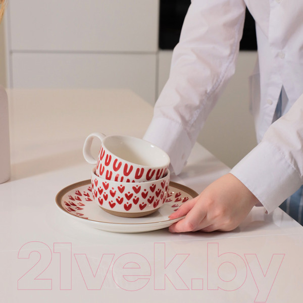 Изображение товара Чашка AksHome Love Print (красный принт)