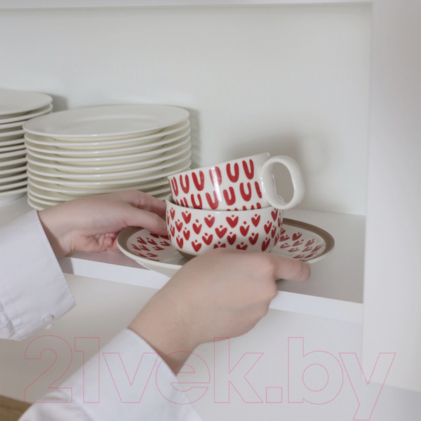 Изображение товара Чашка AksHome Love Print (красный принт)