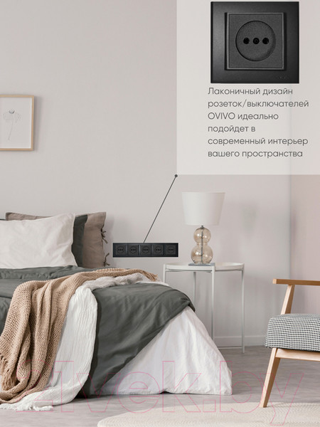 Изображение товара Рамка для выключателей и розеток Ovivo Mina 401-170000-250 (черный)