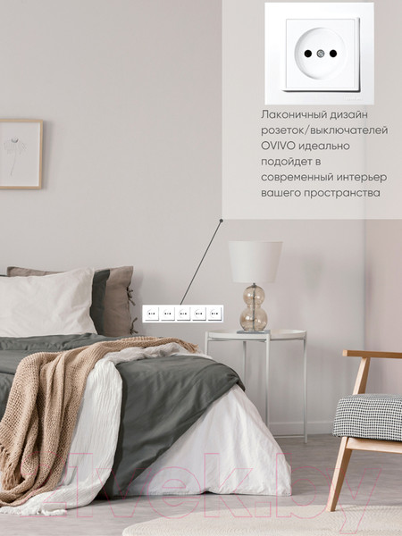 Изображение товара Рамка для выключателей и розеток Ovivo Mina 401-010000-250 (белый)