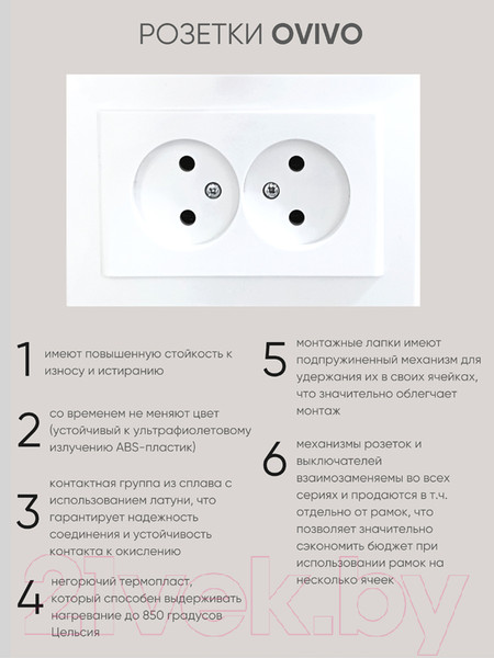 Изображение товара Розетка Ovivo Mina 401-010300-908 (белый)