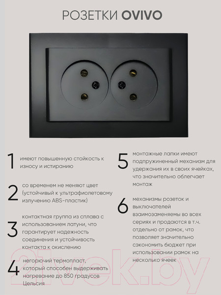 Изображение товара Розетка Ovivo Mina 401-170300-908 (черный)