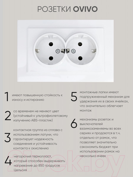 Изображение товара Розетка Ovivo Mina 401-010300-907 (белый)