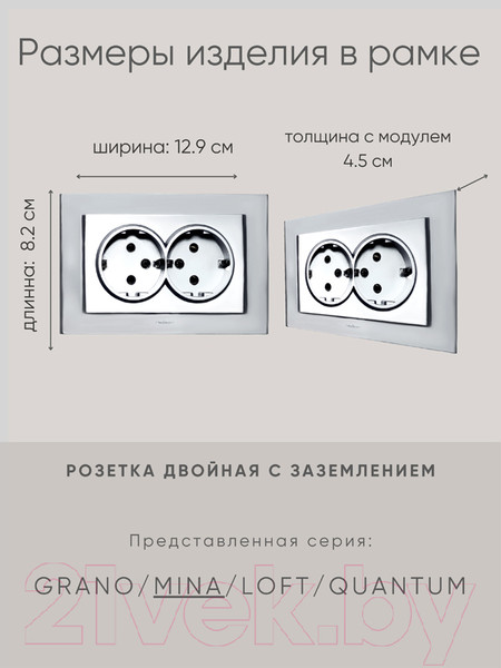 Изображение товара Розетка Ovivo Mina 401-100300-907 (серебристый)