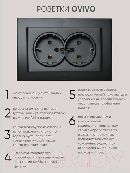 Изображение товара Розетка Ovivo Mina 401-170300-907 (черный)