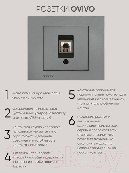 Изображение товара Розетка Ovivo 600-000311-221 (дымчатый)