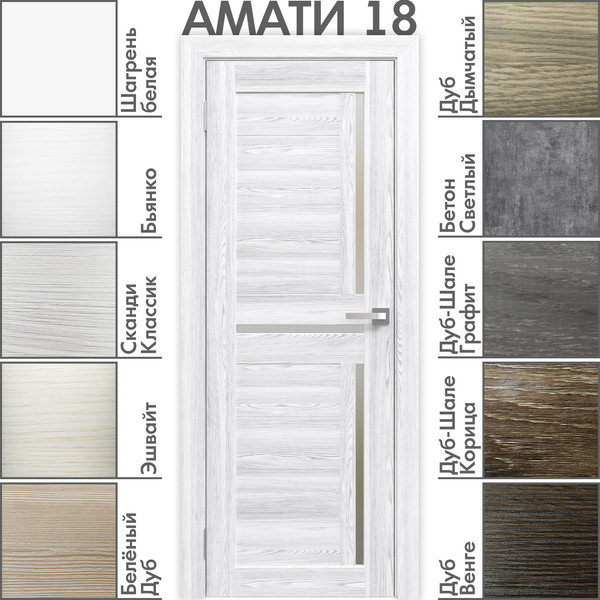 Изображение товара Дверь межкомнатная Юни Амати 18 80x200 (светлый бетон/стекло белое)