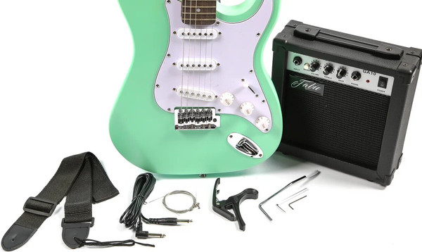 Изображение товара Электрогитара Fabio ST100 Matt Mentol (с комплектом аксессуаров)