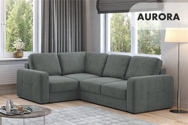 Изображение товара Диван угловой Mio Tesoro Aurora компл.2 левый (Velutto 32 темно-серый)