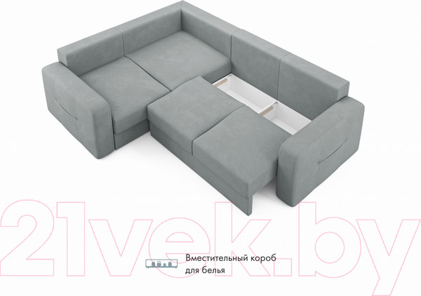 Изображение товара Диван угловой Mio Tesoro Aurora компл.2 левый (Velutto 12 серый)
