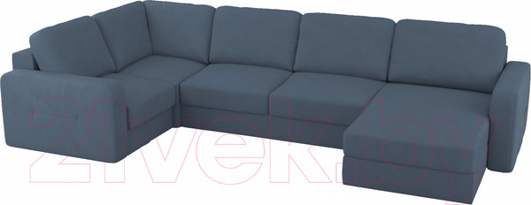Изображение товара Диван П-образный Mio Tesoro Aurora компл.3 правый (Velutto 48 синий)